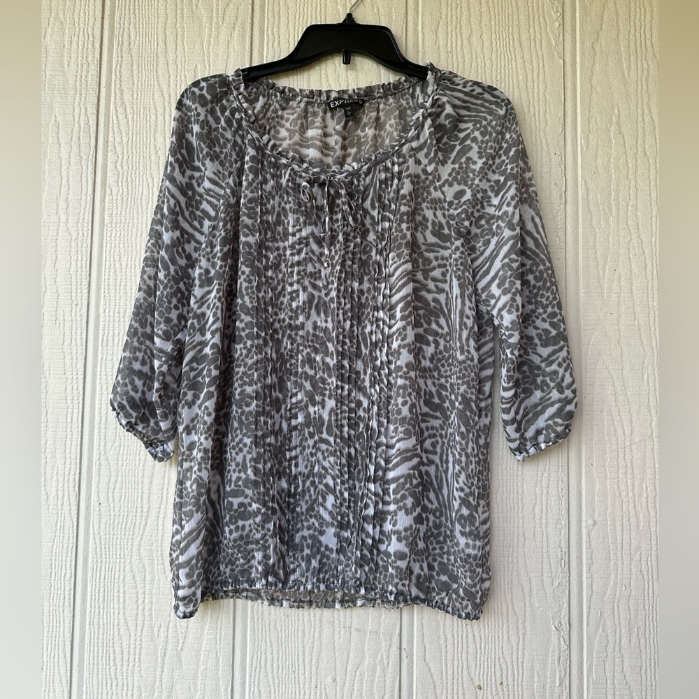 Express Animal Print Sheer Top